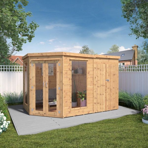 Mercia Premium Corner Summerhouse With Side Shed 7x11