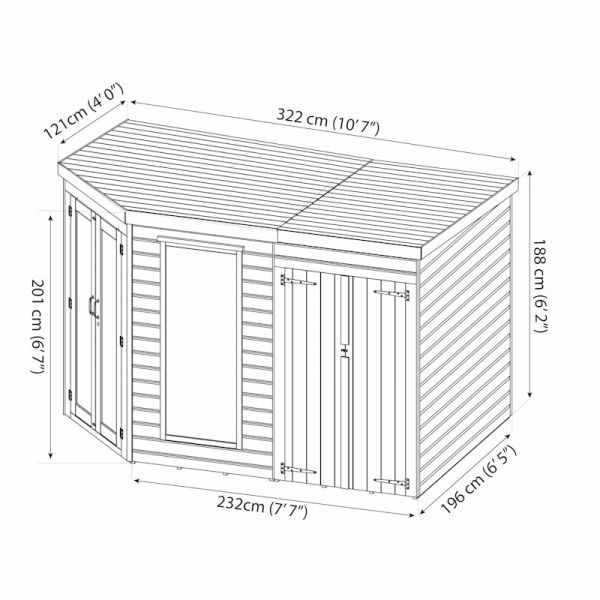 Mercia Premium Corner Summerhouse With Side Shed 7x11