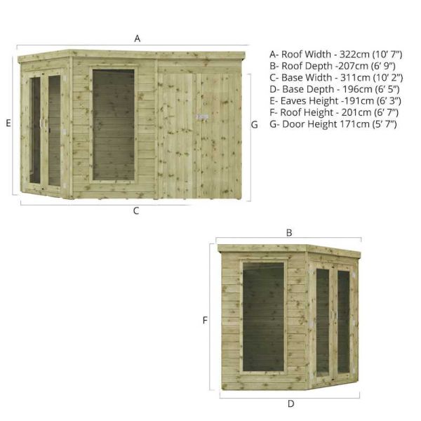 Mercia Premium Corner Summerhouse With Side Shed 7x11