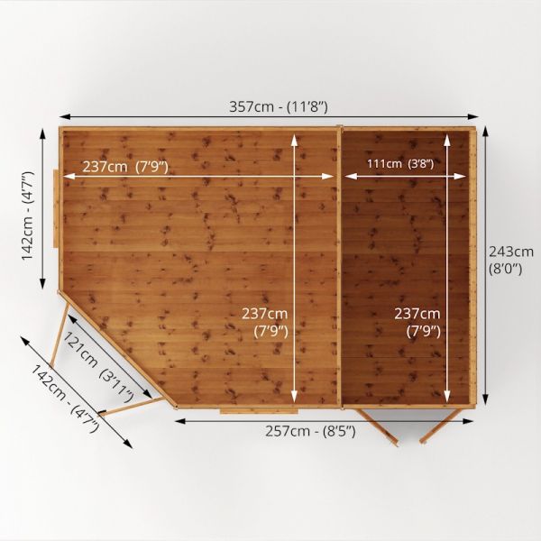 Mercia Premium Corner Summerhouse With Side Shed 8x12