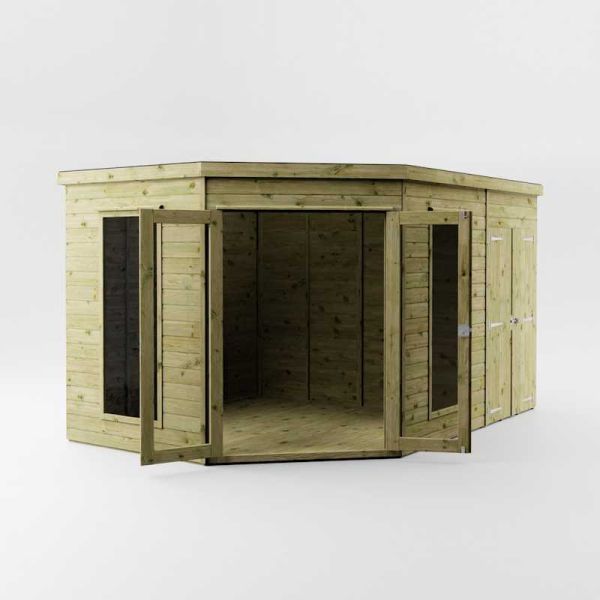 Mercia Premium Corner Summerhouse With Side Shed 8x12