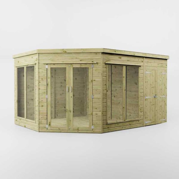 Mercia Premium Corner Summerhouse With Side Shed 9x13