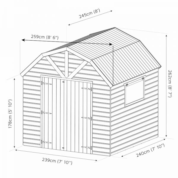 Mercia Premium Shiplap Dutch Barn Shed 8x8