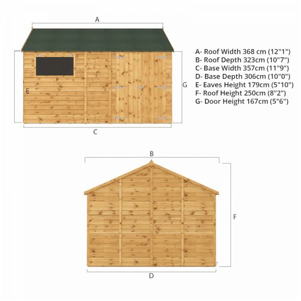 Mercia Premium Shiplap Reverse Apex Workshop 12x10