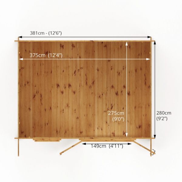 Mercia Retreat Log Cabin 4m x 3m - 34mm - Double Glazed