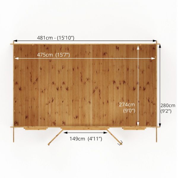 Mercia Retreat Log Cabin 5m x 3m - 34mm - Double Glazed