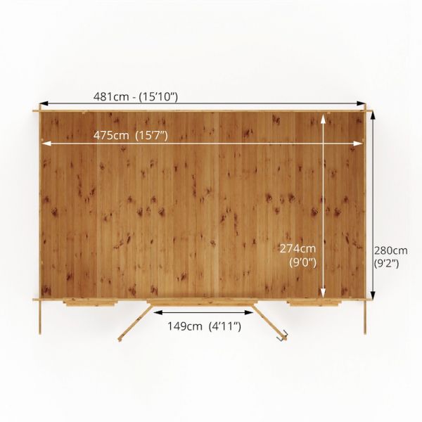 Mercia Retreat Log Cabin 5m x 3m - 44mm - Double Glazed