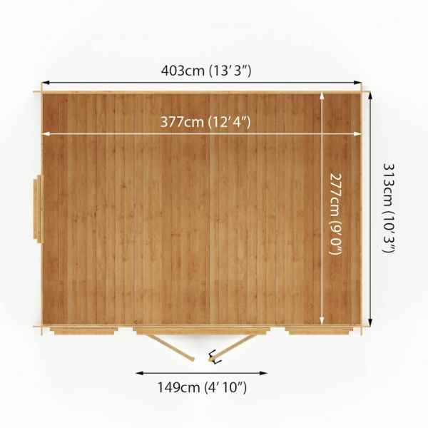 Mercia Reverse Apex Log Cabin 4m x 3m - 19mm