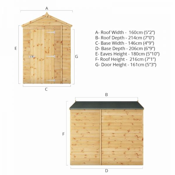 Mercia Shiplap Apex Shed 7x5 - Windowless