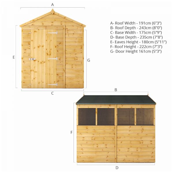 Mercia Shiplap Apex Shed 8x6