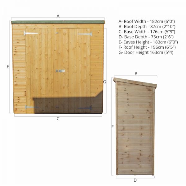 Mercia Shiplap Pent Storage 6x2'6