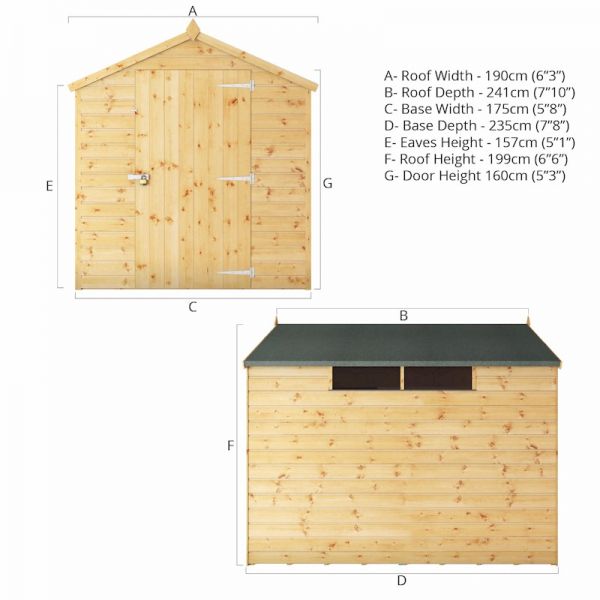 Mercia Shiplap Security Apex Shed 8x6