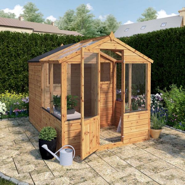 Mercia Traditional Apex Greenhouse Combi Shed 8x6