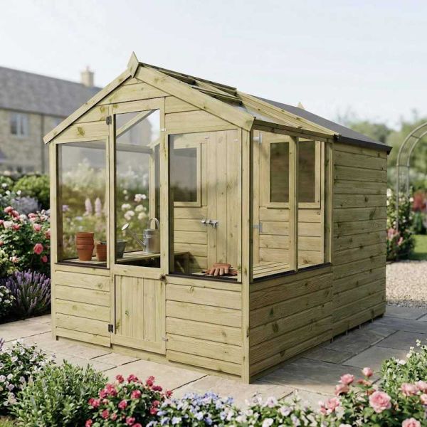Mercia Traditional Apex Greenhouse Combi Shed 8x6