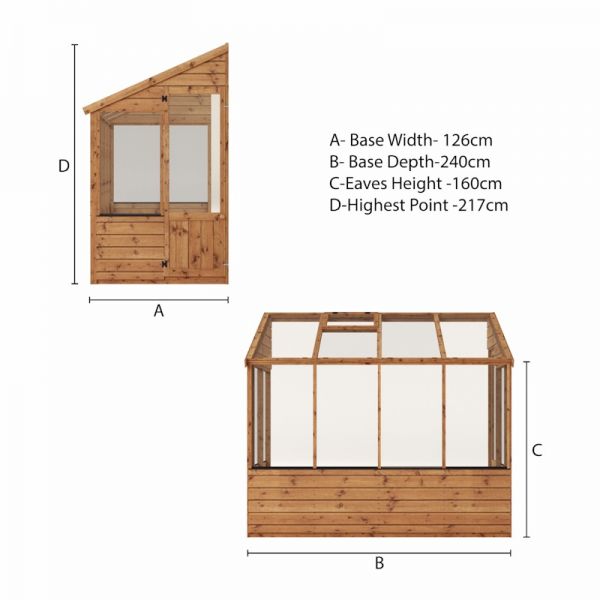 Mercia Traditional Lean To Greenhouse 8x4