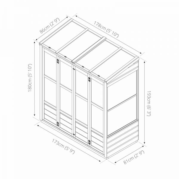 Mercia Traditional Tall Wall Greenhouse 6x3