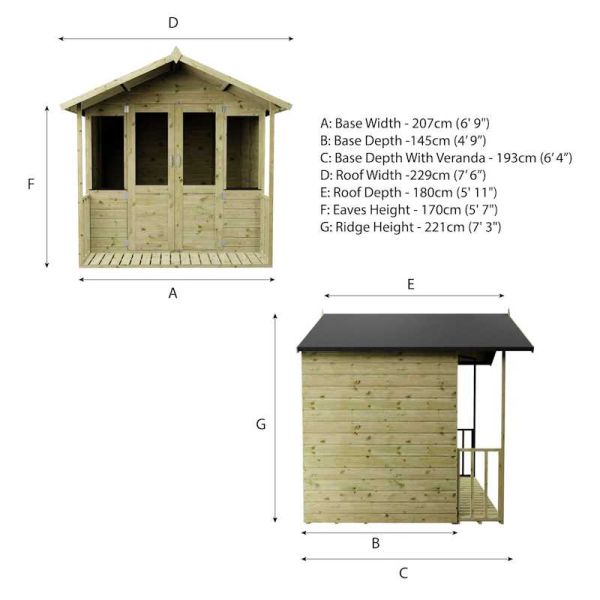 Mercia Traditional Veranda Summerhouse 7x7