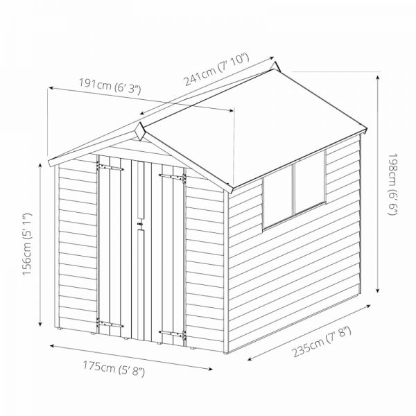 Mercia Value Overlap Apex Double Door Shed 8x6