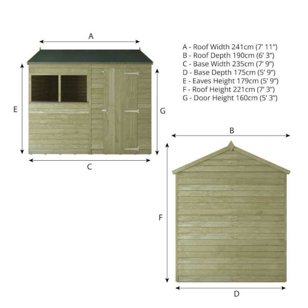 Mercia Value Overlap Reverse Apex Shed 8x6