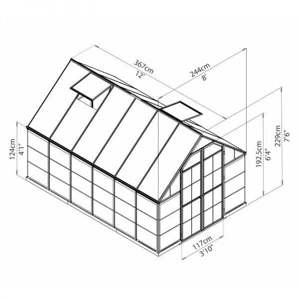 Palram - Canopia Balance 8x12 Extended Greenhouse - Silver