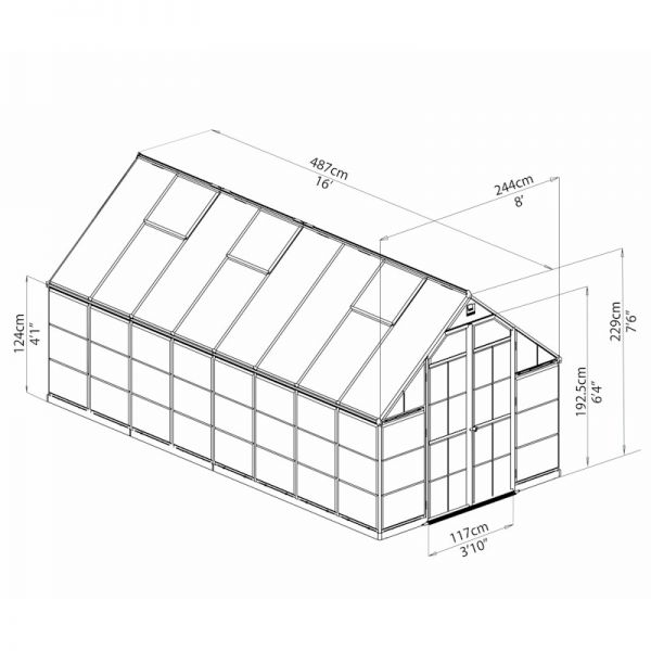 Palram - Canopia Balance 8x16 Extended Greenhouse - Silver