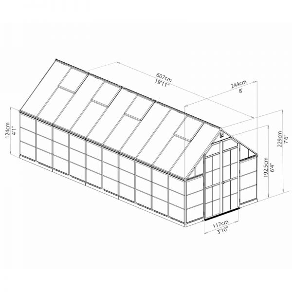 Palram - Canopia Balance 8x20 Extended Greenhouse - Silver