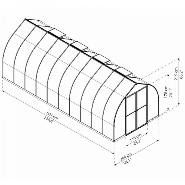 Palram - Canopia Bella 8x20 Greenhouse - Silver