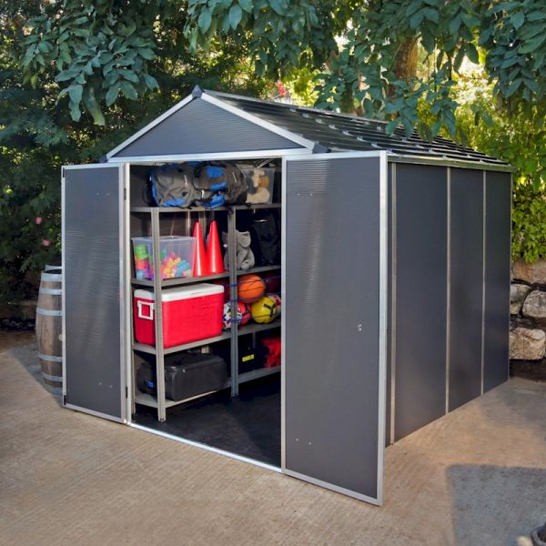 Palram - Canopia Rubicon 6x10 Dark Grey Plastic Shed