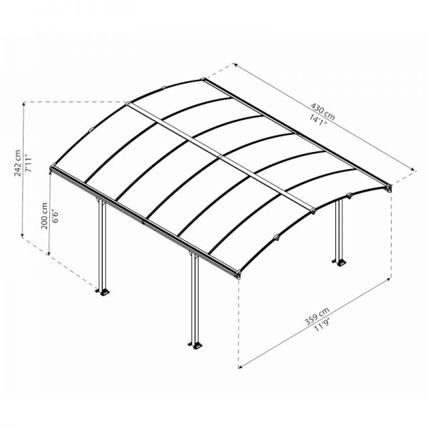 Palram - Canopia Carport Arcadia 4300 Grey