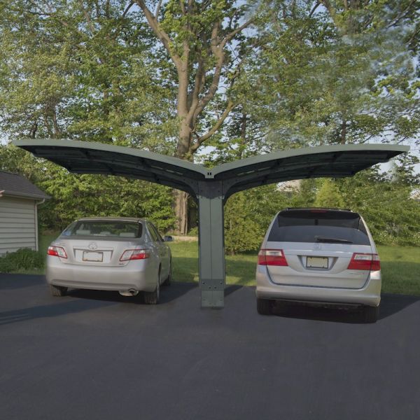 Palram - Canopia Carport Arizona Double Breeze Wings and Arch