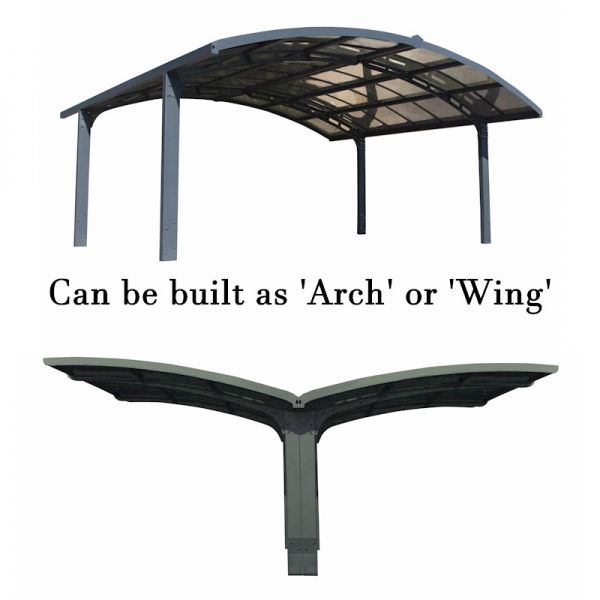 Palram - Canopia Carport Arizona Double Breeze Wings and Arch