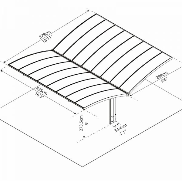 Palram - Canopia Carport Arizona Double Breeze Wings and Arch