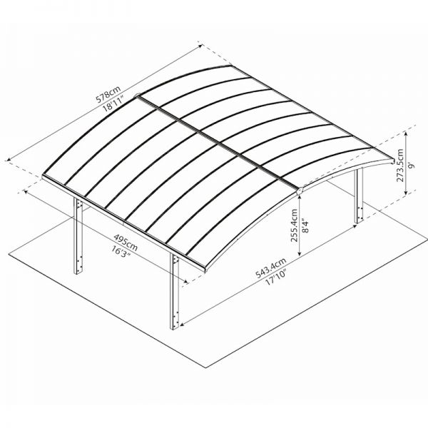 Palram - Canopia Carport Arizona Double Breeze Wings and Arch