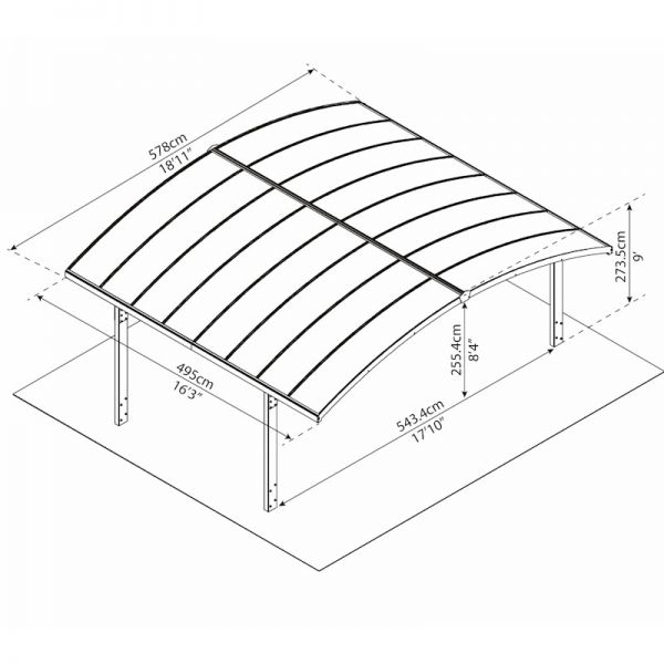 Palram - Canopia Carport Arizona Double Wave Wings and Arch