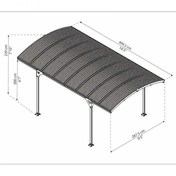 Palram - Canopia Carport Atlas 5000 Grey Solar Grey