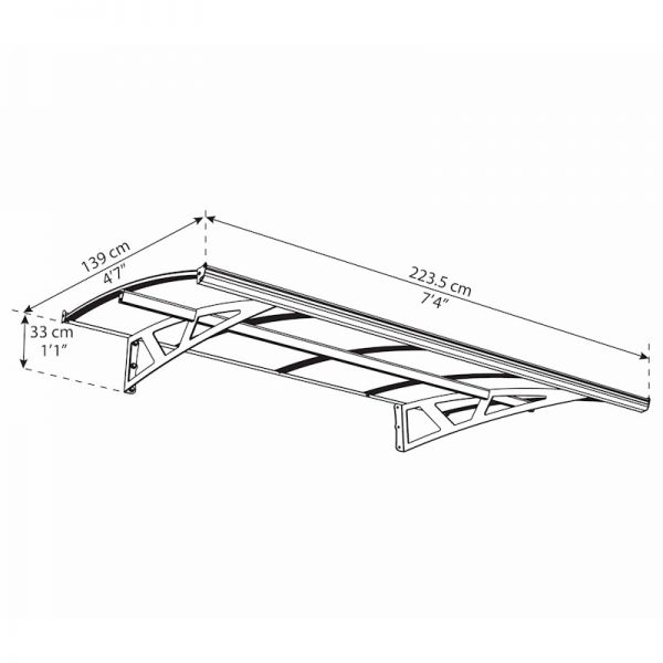 Palram - Canopia Door Canopy Amsterdam 2230 Grey Clear