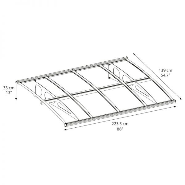 Palram - Canopia Door Canopy Bordeaux 2230 White Clear