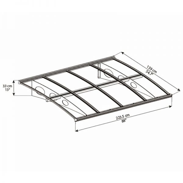 Palram - Canopia Door Canopy Herald 2230 Grey Clear