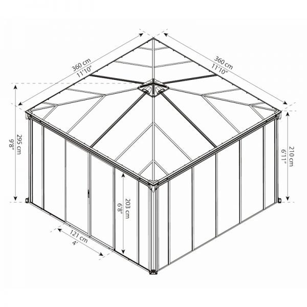 Palram - Canopia Gazebo Ledro 3600 Closed Grey