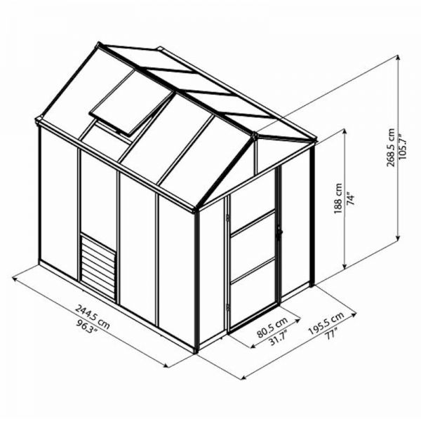 Palram - Canopia Glory 6x8 Greenhouse - Grey