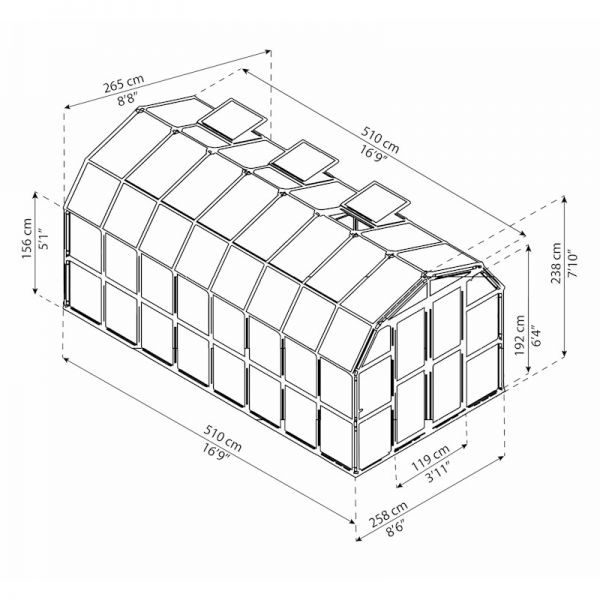 Palram - Canopia Grand Gardener Clear 8x16 Greenhouse