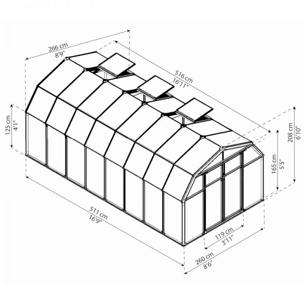 Palram - Canopia Hobby Gardener 8x16 Greenhouse