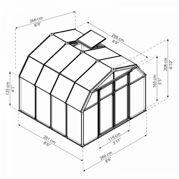 Palram - Canopia Hobby Gardener 8x8 Greenhouse