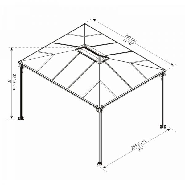 Palram - Canopia Martinique 3600 Garden Gazebo Grey Bronze