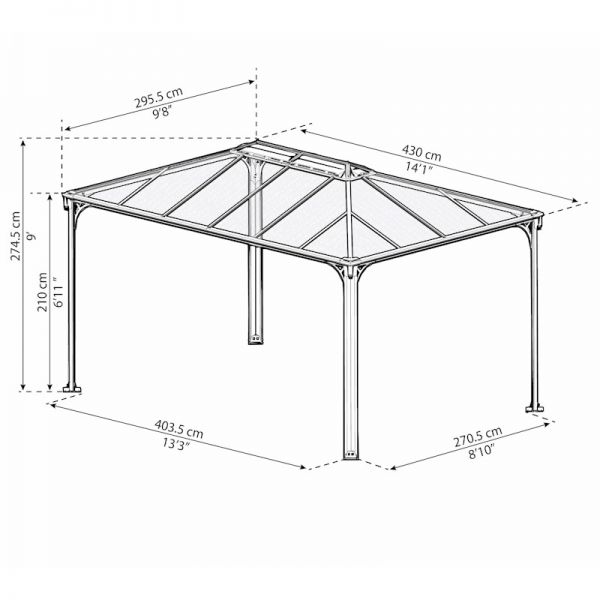 Palram - Canopia Martinique 4300 Garden Gazebo Grey Bronze