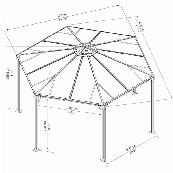 Palram - Canopia Monaco Hexagonal Garden Gazebo Grey