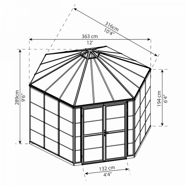 Palram - Canopia Oasis Hexagonal 12ft Greenhouse - Grey