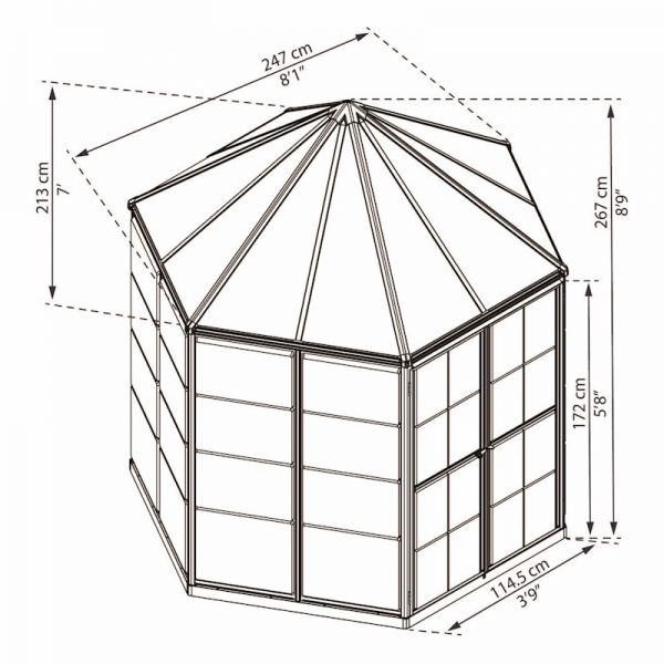 Palram - Canopia Oasis Hexagonal 8ft Greenhouse - Grey