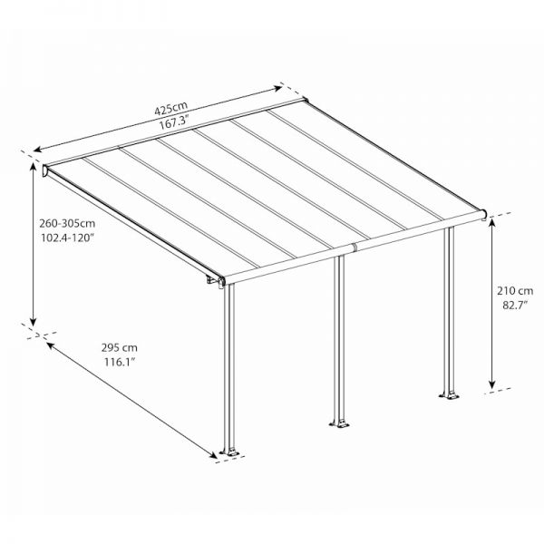 Palram - Canopia Olympia Patio Cover 3m x 4.25m Grey Clear