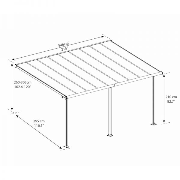 Palram - Canopia Olympia Patio Cover 3m x 5.46m Grey Clear
